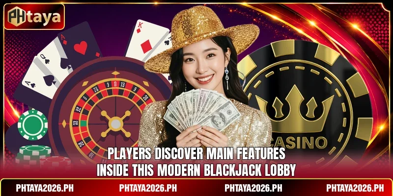Players discover main features inside this modern Blackjack Lobby